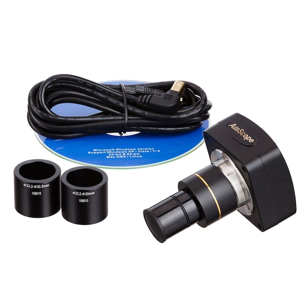 40X-1000X Trinocular Inverted Biological Microscope With Phase-contrast, 10MP USB 2 Camera